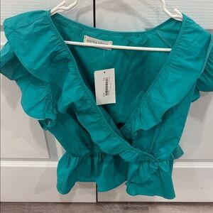Elegant Teal Ruffle Blouse